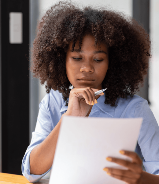 woman reviewing documents